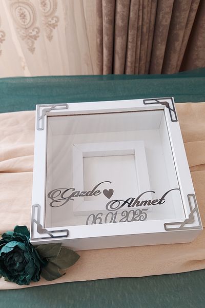 Verda Çerçeve 25X25 cm Memory Frame with Photo Section - 6 cm Depth Name and Date Gift