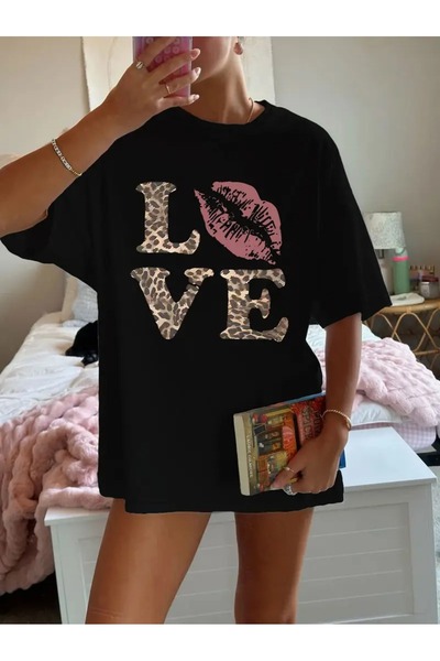 WOODROFFE تي شيرت أبيض أسود - طباعة فيونكة ليوبارد، فضفاض كبير الحجم