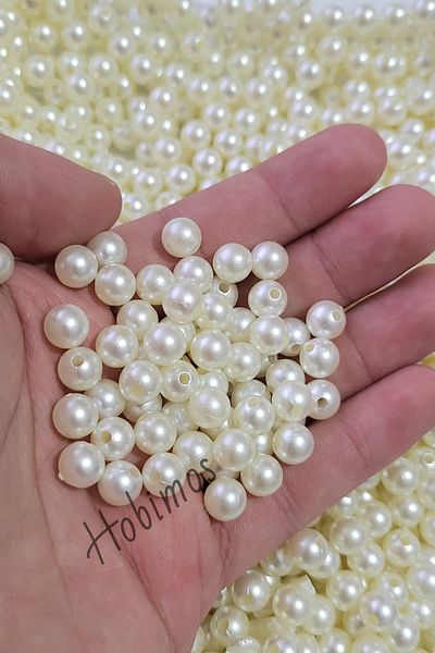 Hobimos 100 τμχ 8 mm Cream Luxury Hollowed Pearl - 8 mm Luxury Hollowed Jewelry Αξεσουάρ Κατασκευής Χάντρες