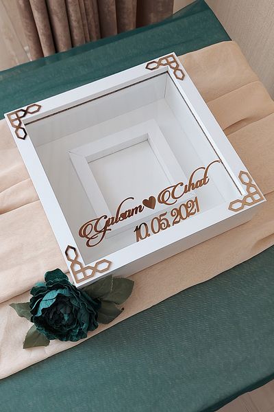 Verda Çerçeve 25X25 cm Memory Frame with Photo Section - 6 cm Depth Name and Date Gift