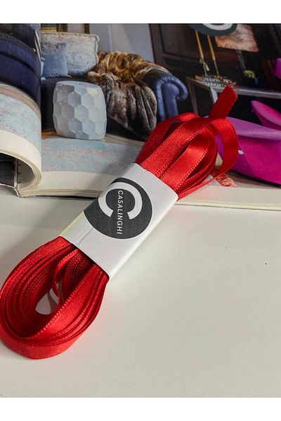 CASALINGHI Red Shiny Satin Ribbon Gift Ornament Ribbon Dowry Bundle New Year 1 cm 10 Meters