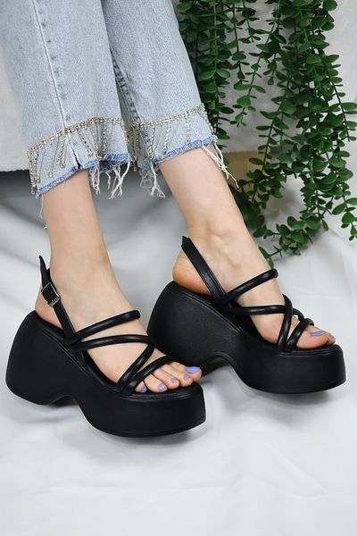asmi shoes Sandale ortopedice Paris Black Thick Talpa 9 CM pentru femei