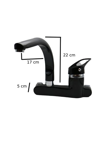 KS ARMATÜR KEVSER SU ARMATÜRLERİ Meriç Applique Black Kitchen - Faucet and Fish Pipe