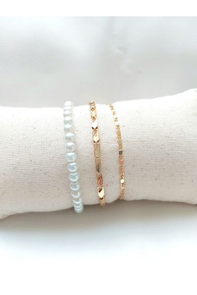 Alexis Carrel Pearl 3-Piece Combination Bracelet Set