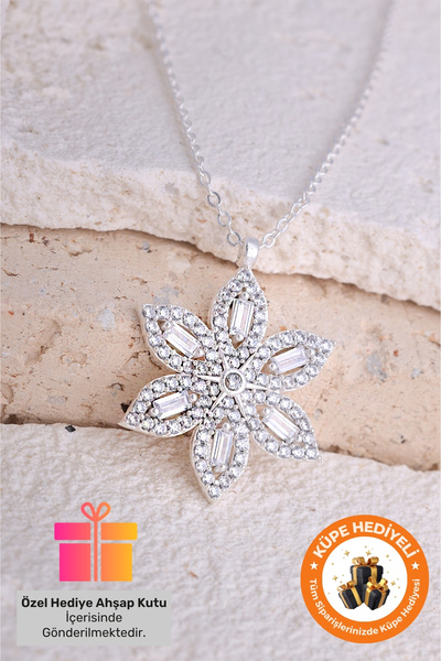 Lucente Jewellery Özel Hediye Kutulu 925 Ayar Gümüş Kaplama Beyaz Masal Kolye...