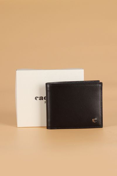 Cacharel 2664 Genuine Leather Men's Wallet Card Holder Analine Black