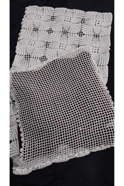 Papatyam 2Pcs (27X27) Throw Pillow Handcrafted Lace / Vintage / Dowry / Cotton Rope