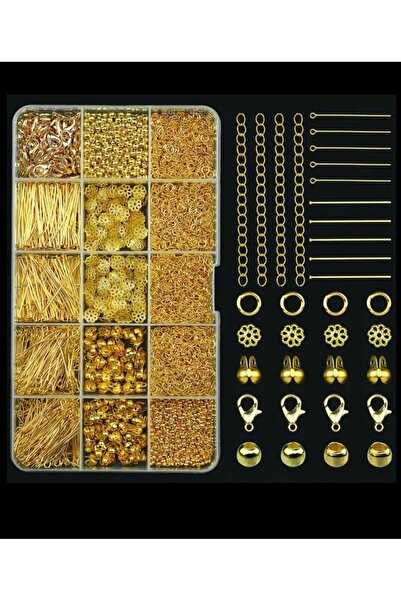yiğit aksesuar 1250 Adet Gold Bileklik Kolye Takı Yapım seti Uzatma Zincirli el işi malzemeleri