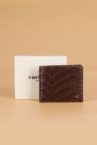 Cacharel Men's Genuine Leather Wallet, Card Holder Wicker, Brown