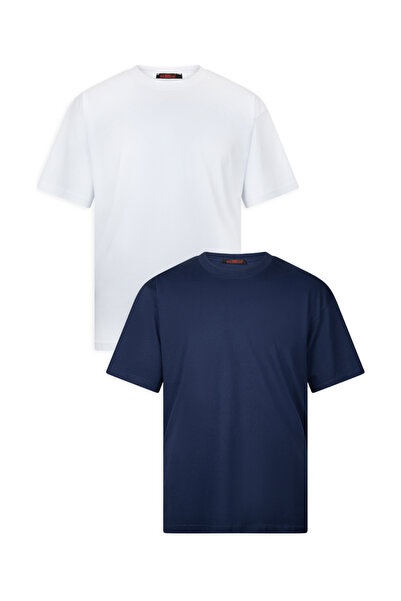 WERRONİ Erkek 2'li Paket Oversize Massimo Kalın Tok Kumaş Bisiklet Yaka Basic...