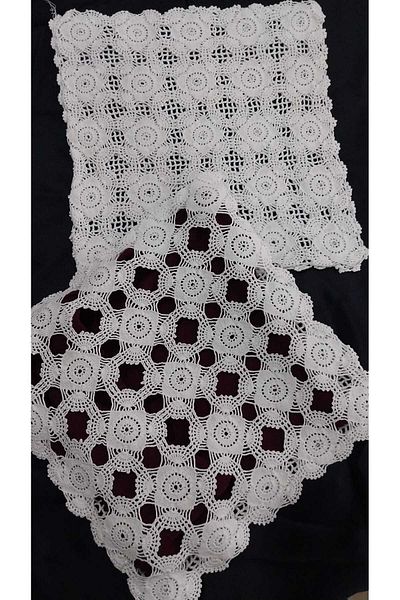Papatyam Hand Knitted Crochet 2 Pieces (28X28) Throw Pillow Handcrafted Lace/Vintage/Dowry Lace /Cotton Rope