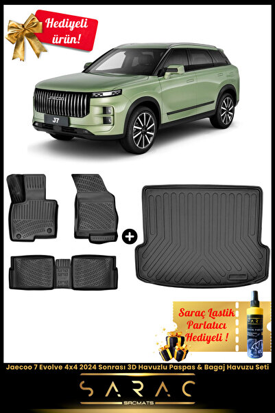 SRCMATS Jaecoo 7 4x4 2024 Sonrası Araca Özel 3d Havuzlu Paspas & Bagaj Havuzu...