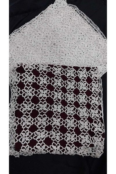 Papatyam Hand Knitted Crochet 2 Pieces 25*25 Throw Pillow Handcrafted Lace/Vintage/Trousseau Lace/Floss Thread