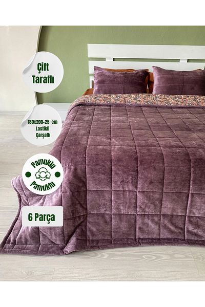 sutra 6 Piece Double Sided Cotton Double Fitted Sheet Sleeping Set