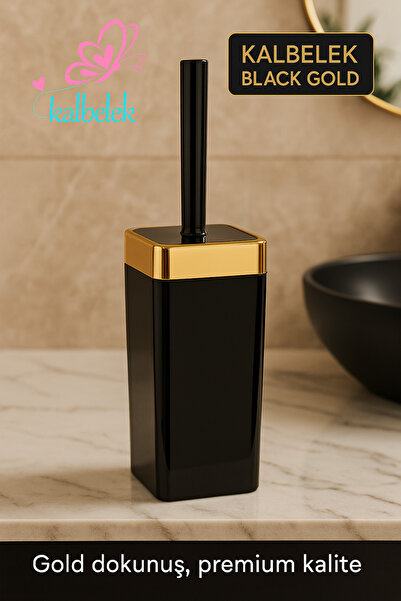 Kalbelek Akrilik Wc Tuvalet Banyo Fırçası Klozet Fırçası Black-gold