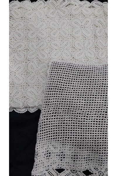 Papatyam Hand Knitted Crochet Way 6 Pieces 33X33 Dowry Lace / Cotton Thread