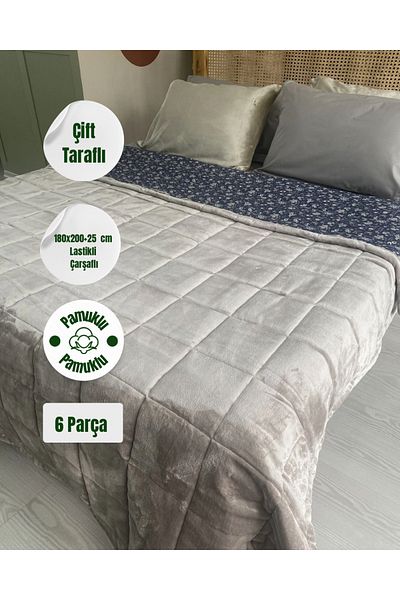 sutra 6 Piece Double Sided Cotton Double Fitted Sheet Sleeping Set
