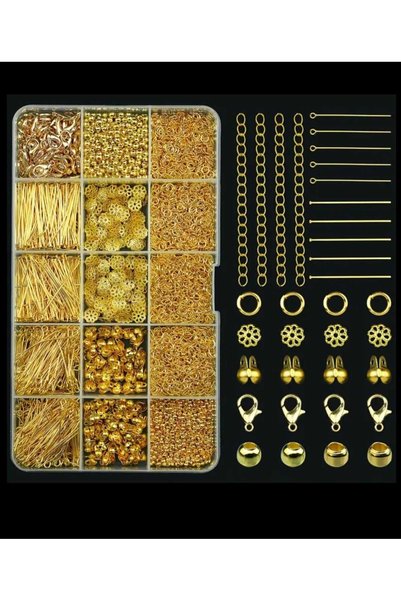 yiğit aksesuar 1250 Adet Gold Bileklik Kolye Takı Yapım seti Uzatma Zincirli el işi malzemeleri