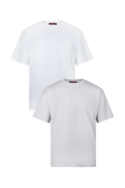 WERRONİ Erkek 2'li Paket Oversize Massimo Kalın Tok Kumaş Bisiklet Yaka Basic...
