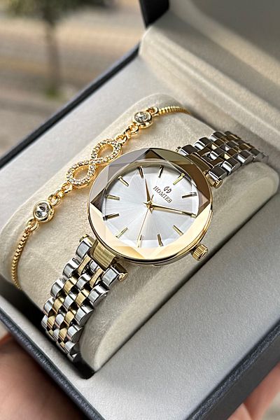 Homies Women's Wristwatch - Diamond Cut Glass 2 Stars in the Circleguaranteed Gift Kute Bracelet