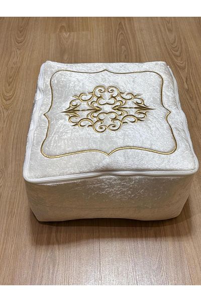 Mustgross Dowry Purse Velvet Gold Embroidered 28X33 Size Single Cream Bundle Engagement Bride Groom Purse