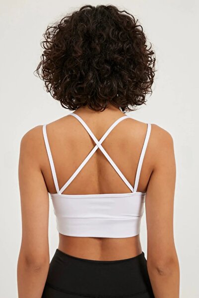 LUXERRA - Bustieră pentru femei sport cu tampoane - Sutien sport cu tampoane cu detaliu încrucișat la spate