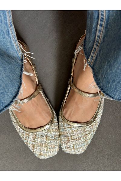 Everest Alisa, țesătură din tweed colorat, cu vârful tocit, pantofi de balerină cu toc pentru femei, înălțimea tocului 3 cm