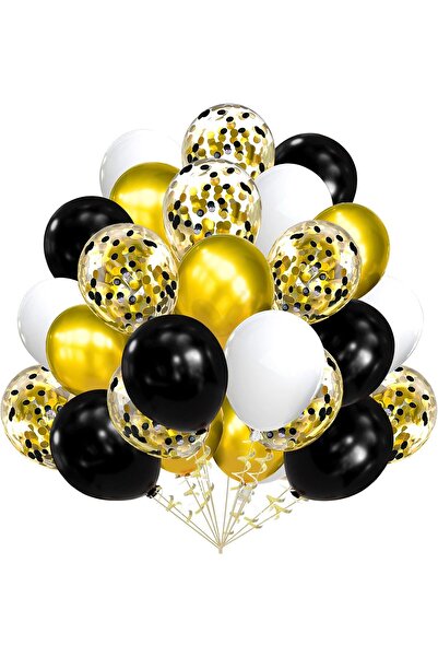 BALON DİYARI Konfetili Balonlar 40'lı Paket Doğum Günü Süslemeleri Premium La...