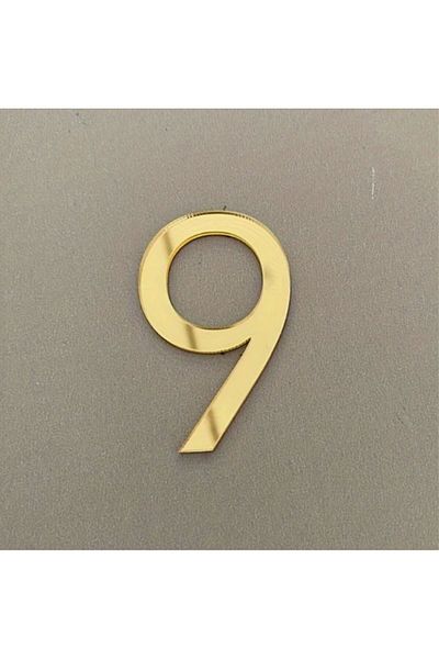 zafrakreklam رقم شقة الباب 1 ملم مرآة ذهبية بلكسي لاصقة رقم -9 تسعة