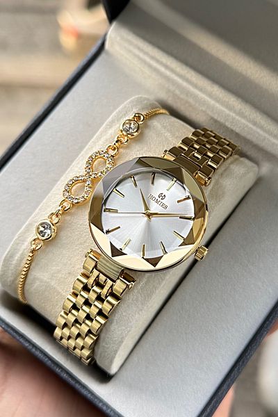 Homies Women's Wristwatch - Diamond Cut Glass 2 Stars in the Circleguaranteed Gift Kute Bracelet