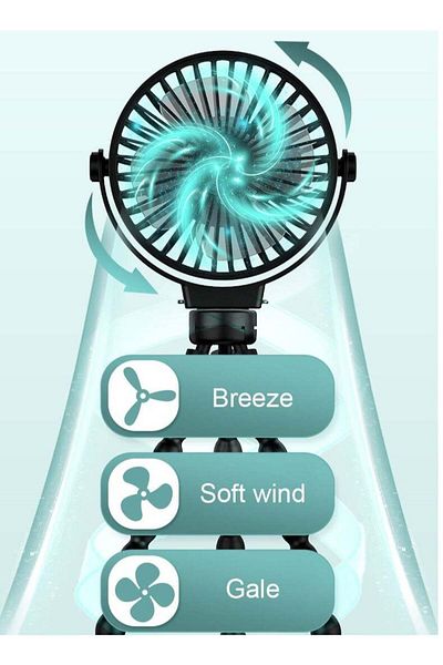 COOYA Multifunctional USB deformation fan,octopus bracket,3 wind speeds,360 rotation,rechargeable,white