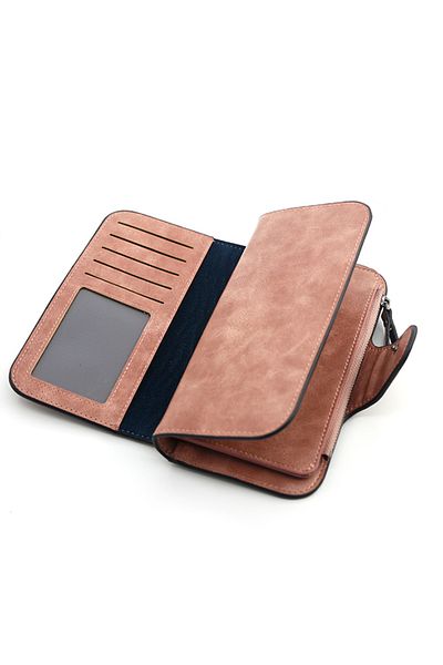 ETG Texture Casual PU Leather Ladies Hasp Clutch for Women Long Wallet Zipper Phone Bag