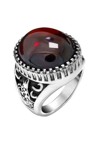 Generic Titanium Stainless Steel Agate Ring