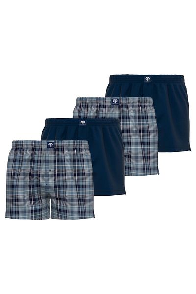 Ceceba Herren Web-Boxershorts, 4er Pack - Unterw sche, Unterhose, Baumwolle, Logo, Karo, einfarbig