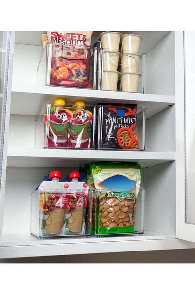 COOYA 4-Piece Clear Refrigerator Organizer, With Side Handles, 4.8x17.2x14cm, Freeze Storage Container
