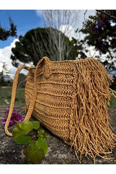 henaabag PÜSKÜLLÜ KAĞIT İP KOL ÇANTASI