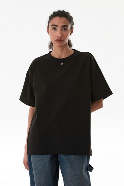 Fulla Moda Oversize T-Shirt with Heart Accessories