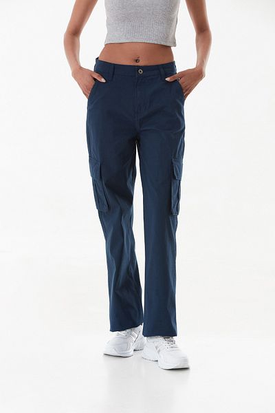 Fulla Moda Palazzo Gabardine Trousers with Cargo Pockets