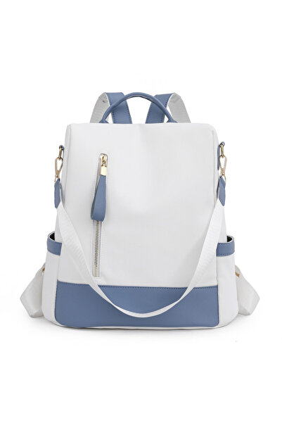 delis Women's Backpack Carla Gt2171, Anti-theft, White/blue