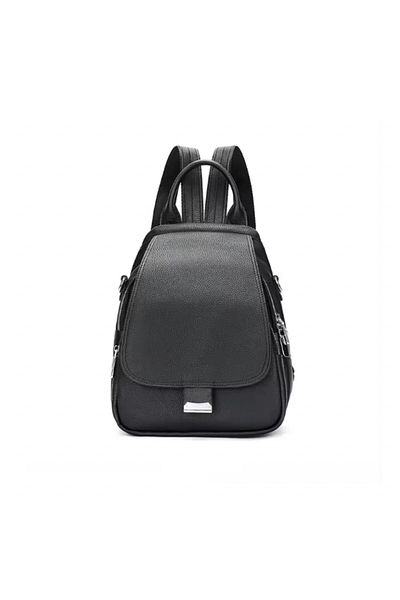 delis Women's Backpack, Persephone Gt2741, Genuine Leather, Black