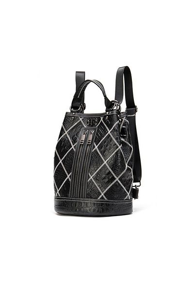 delis Women's Backpack Rina Gt1039, Natural Leather, Black