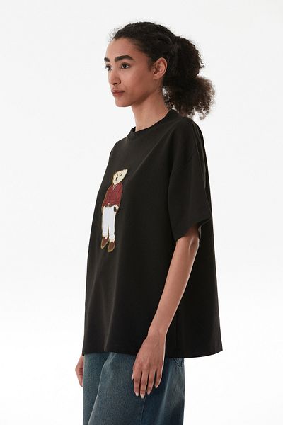 Fulla Moda Teddy Bear Embroidered Oversize T-Shirt