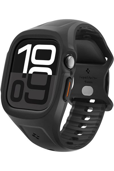 Spigen Liquid Air Pro for Apple Watch Series 10 (46mm) Case with Band Strap - Matte Black