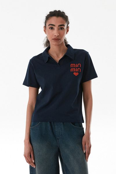 Fulla Moda Min Min Printed Polo Neck T-Shirt