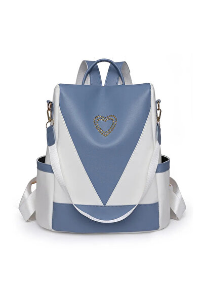 delis Rucsac Dama, Nimue Gt2482, Antifurt, Alb/albastru