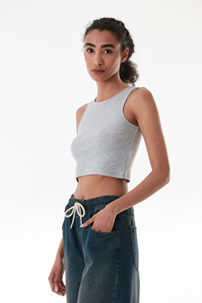 Fulla Moda Basic Fitilli Halter Yaka Modal Body