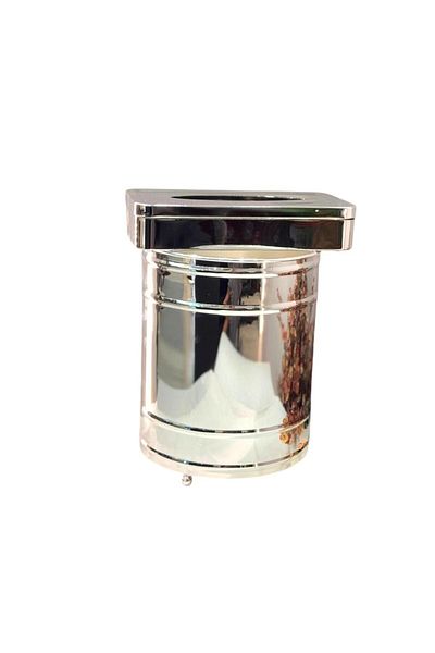 aljahwari Chrome Silver Wastebasket Set with Tissue Boxes
