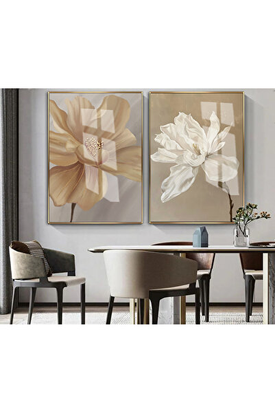 Harika bir ev HARİKABİREV|SOFT |TURUNCU-BEYAZ ÇİÇEK KOMBİNİ |ÇERÇEVELİ CAM TA...