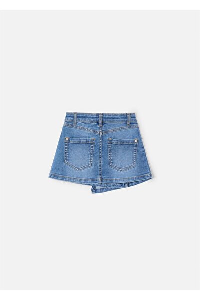 MAYORAL Girl's Pleated Detailed Denim Skirt Dark Blue 3902