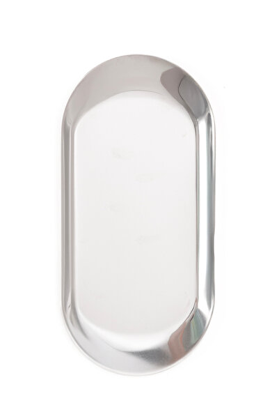 Aslı Hediyelik Small (19 cm) Oval Silver Stainless Steel Boat & Snack Bowl & Sauce Bowl Plate